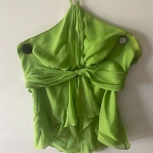 BCBG lime green tie halter top size small